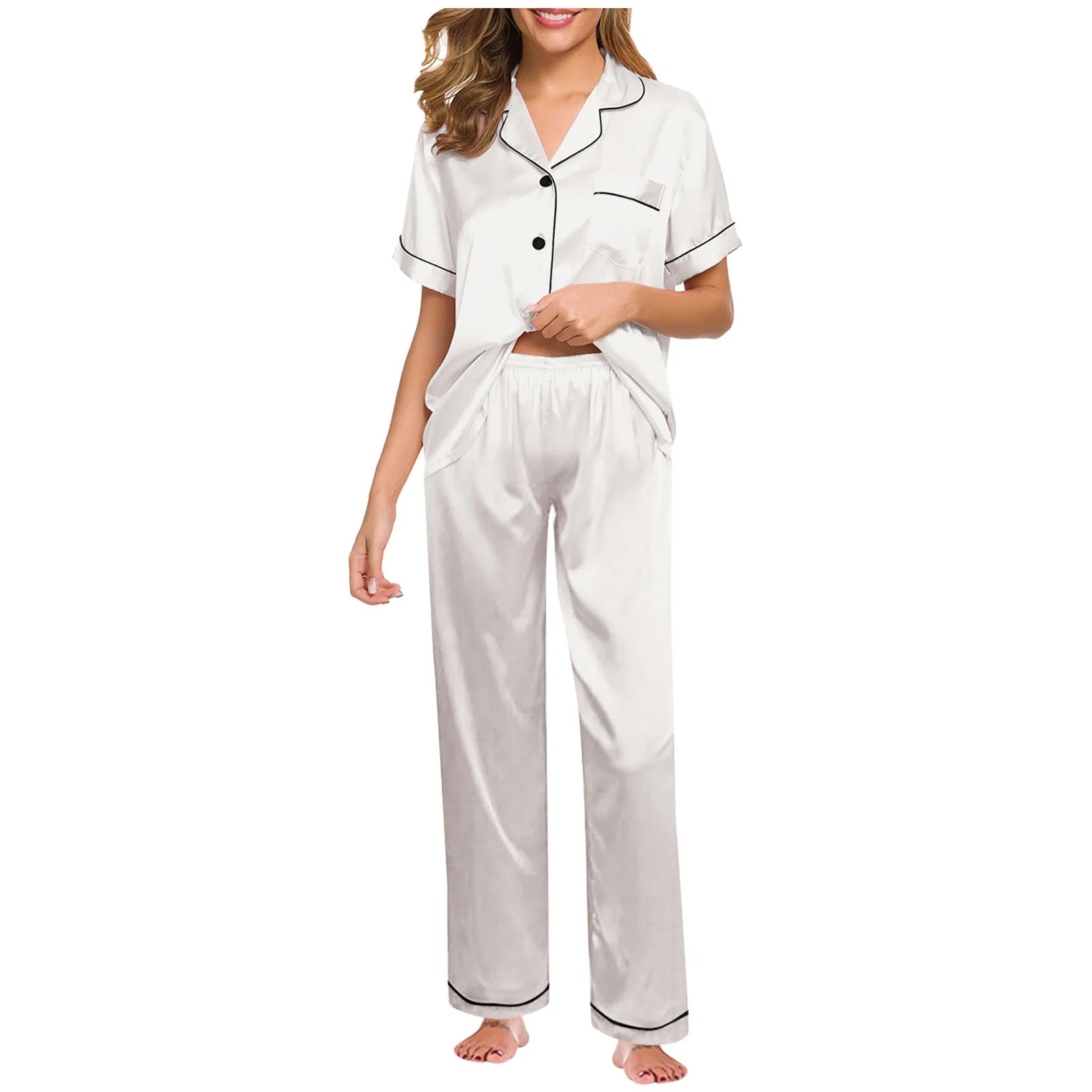 Seraphina Satin Silke Pyjamas til Kvinder – Luksus, Komfort og Elegance - My Store