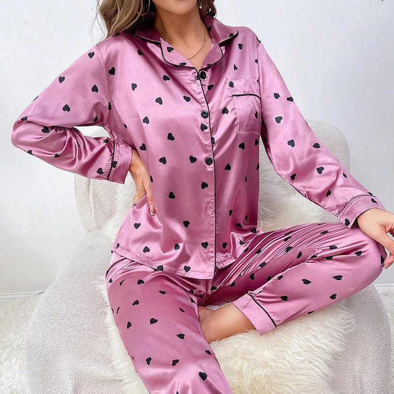 Amélie Silke Satin Pyjamas til Kvinder – Elegant og Komfortabel - My Store