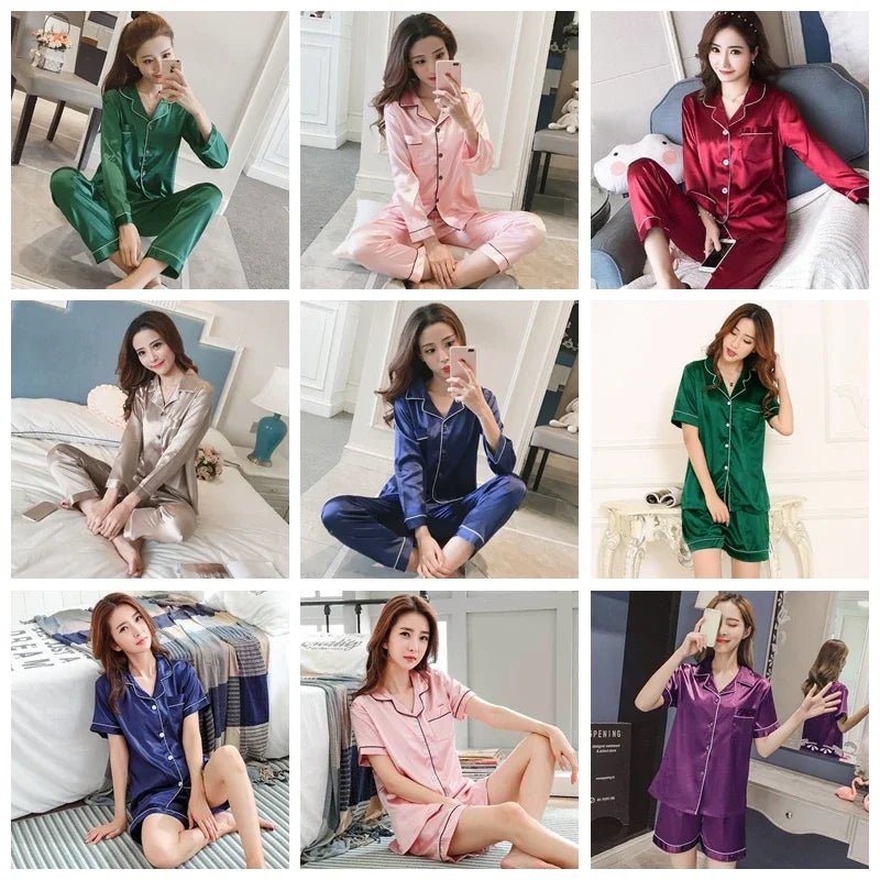 Aurora Satin Silke Pyjamas til Kvinder – Luksuriøs Komfort og Elegance - My Store