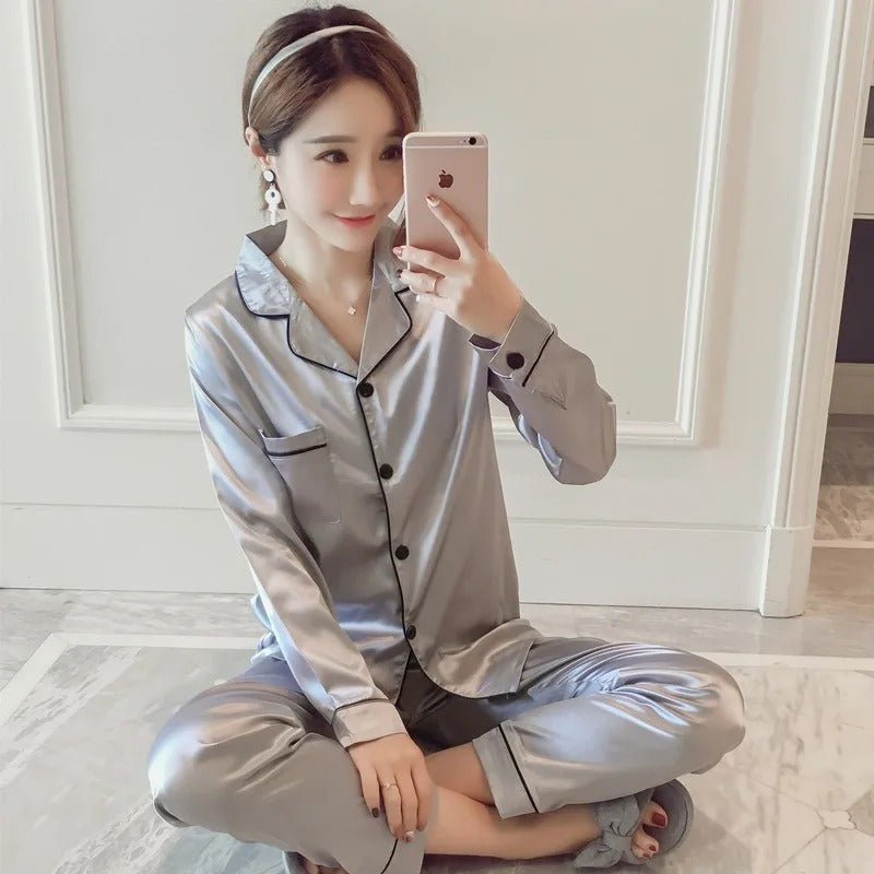 Aurora Satin Silke Pyjamas til Kvinder – Luksuriøs Komfort og Elegance - My Store