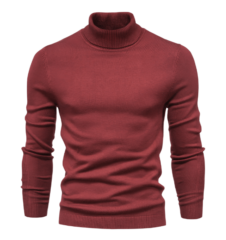 Men's casual knit roll-neck sweater in Red – view 7