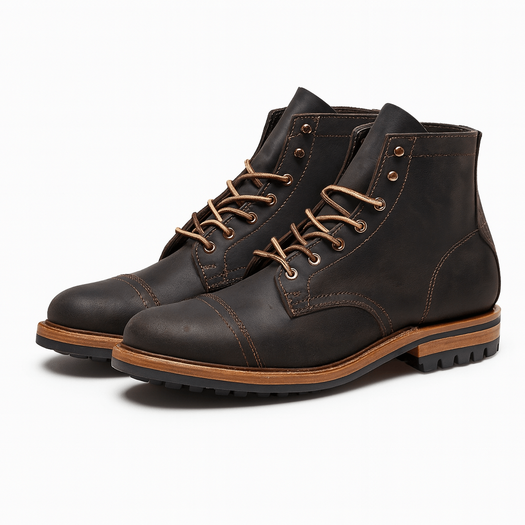 Men's lace-up leather ankle boots in Black – view 4