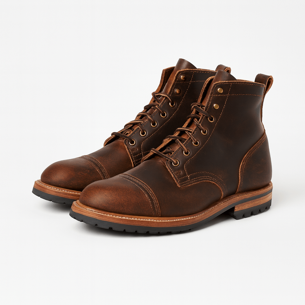 Men's lace-up leather ankle boots in Coffee – view 7