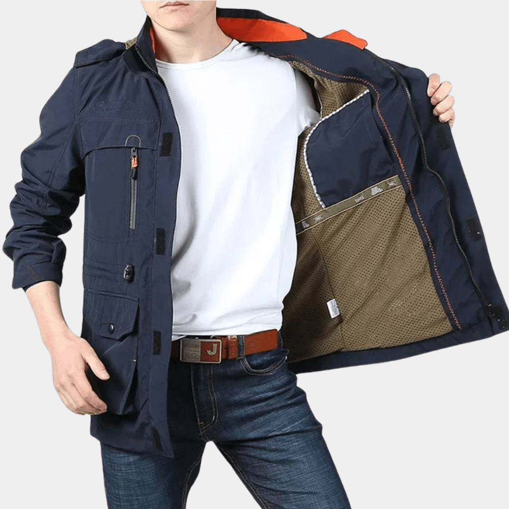 Men's lightweight cargo summer jacket in Navy Blue