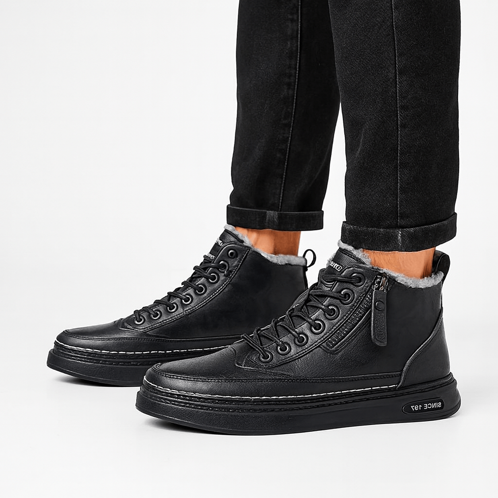 Men's lined winter ankle boots with side zip – view 3