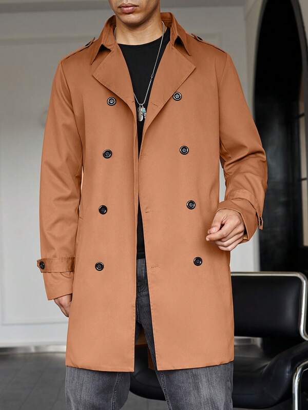Men's long camel coat in Brown