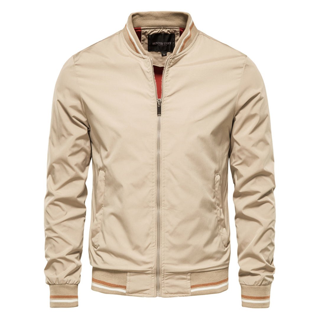 Men's slim fit bomber jacket in Khaki – view 4