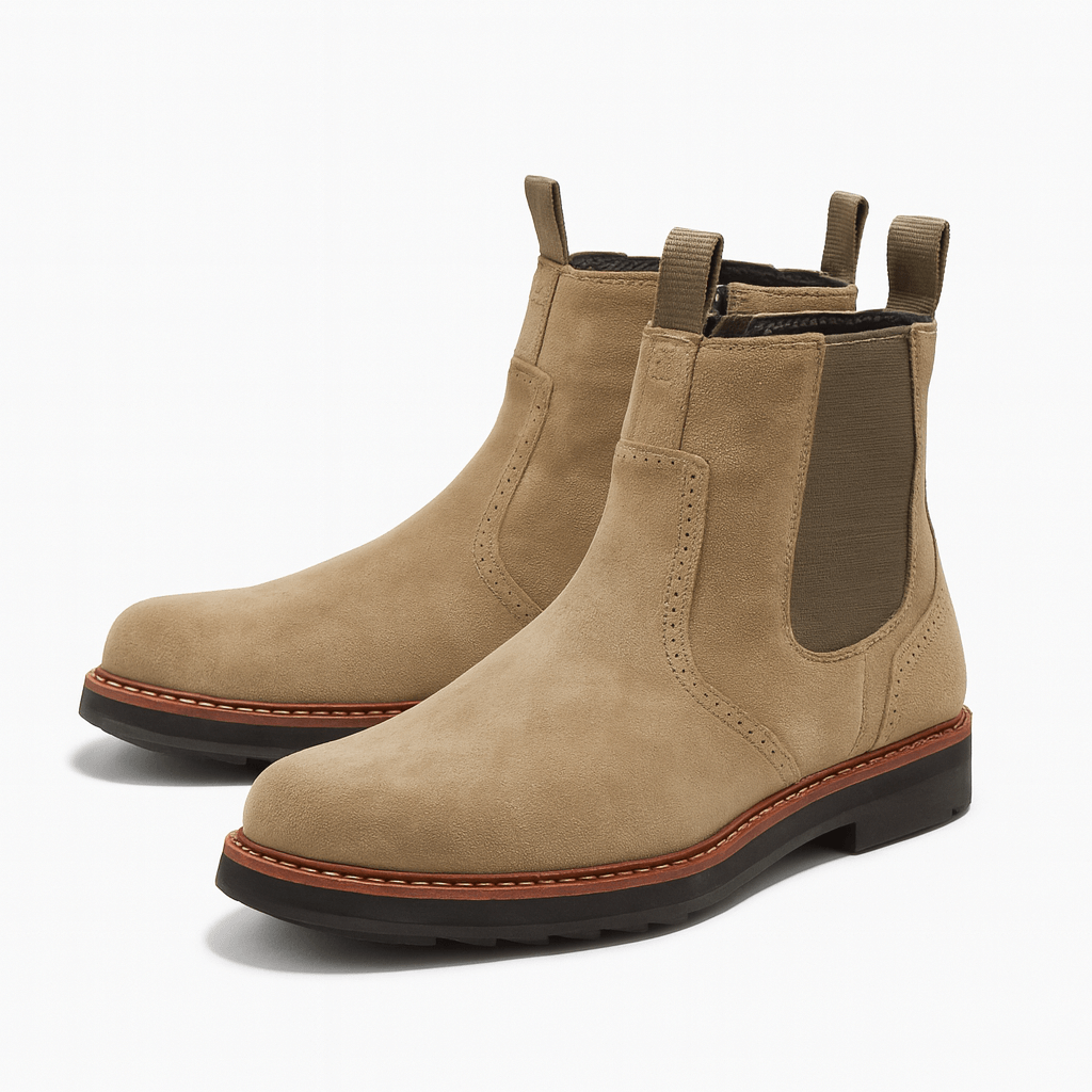 Men's slip-on ankle boots with elastic side panels in Khaki – view 4