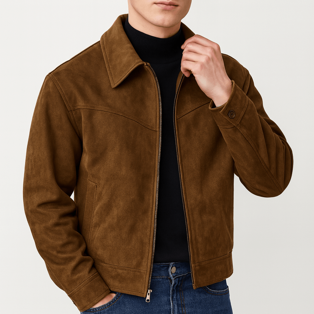 Men's suede bomber jacket in Brown