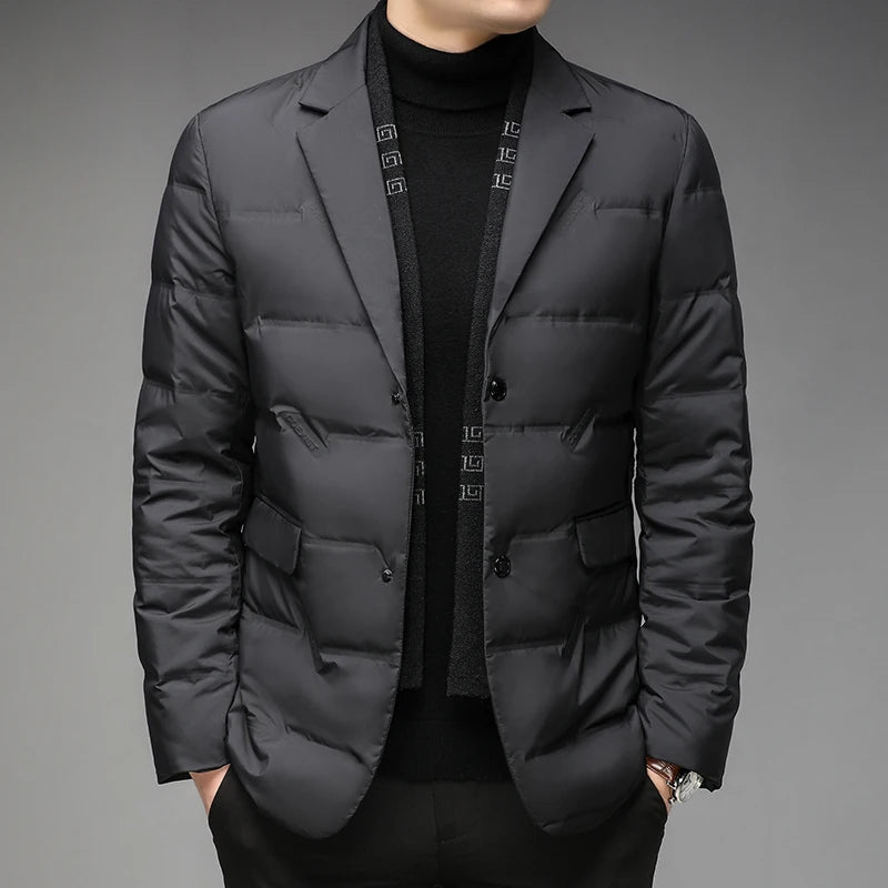Men's winter down jacket with detachable collar in Black (Style A) – view 7