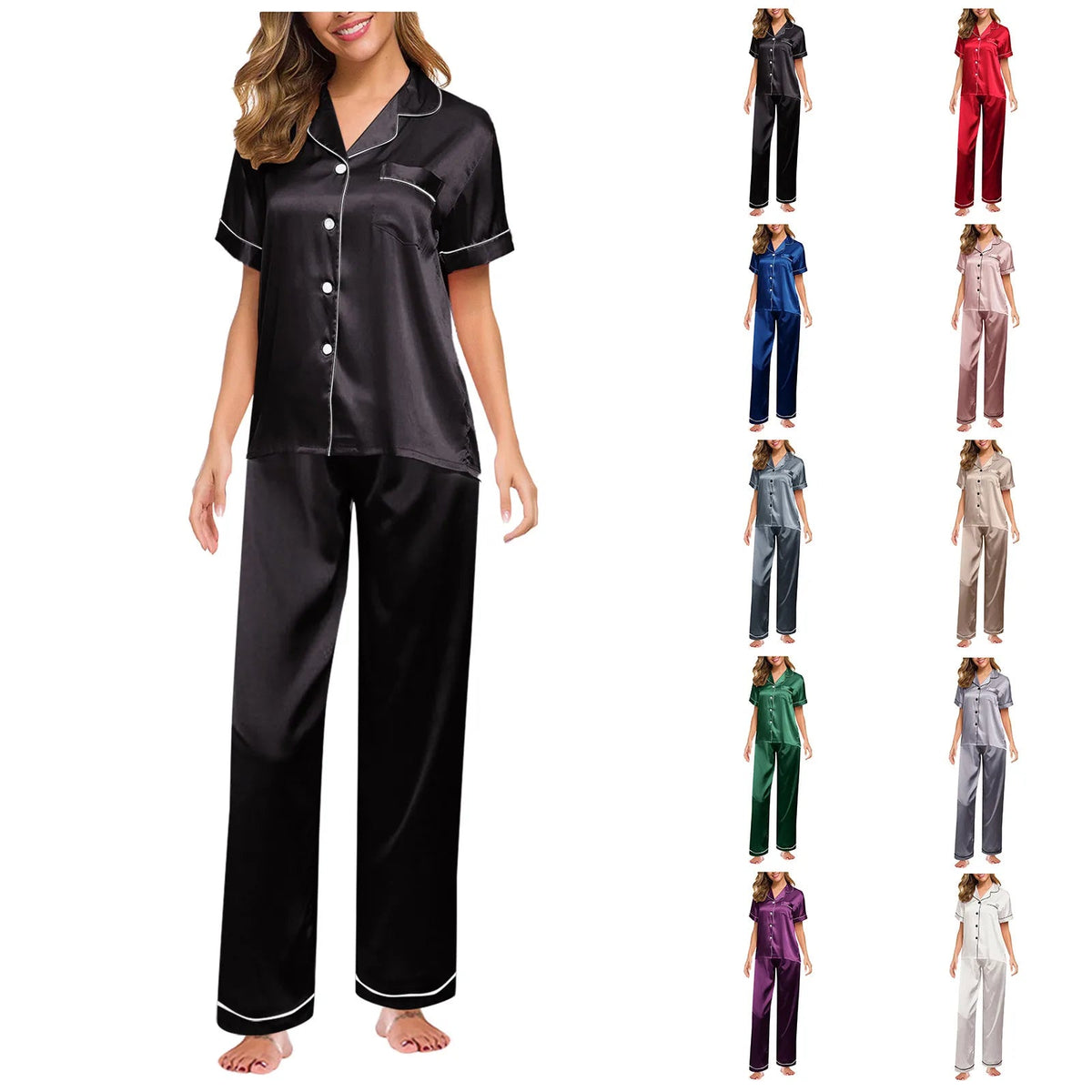 Seraphina women's satin silk pyjamas – view 3
