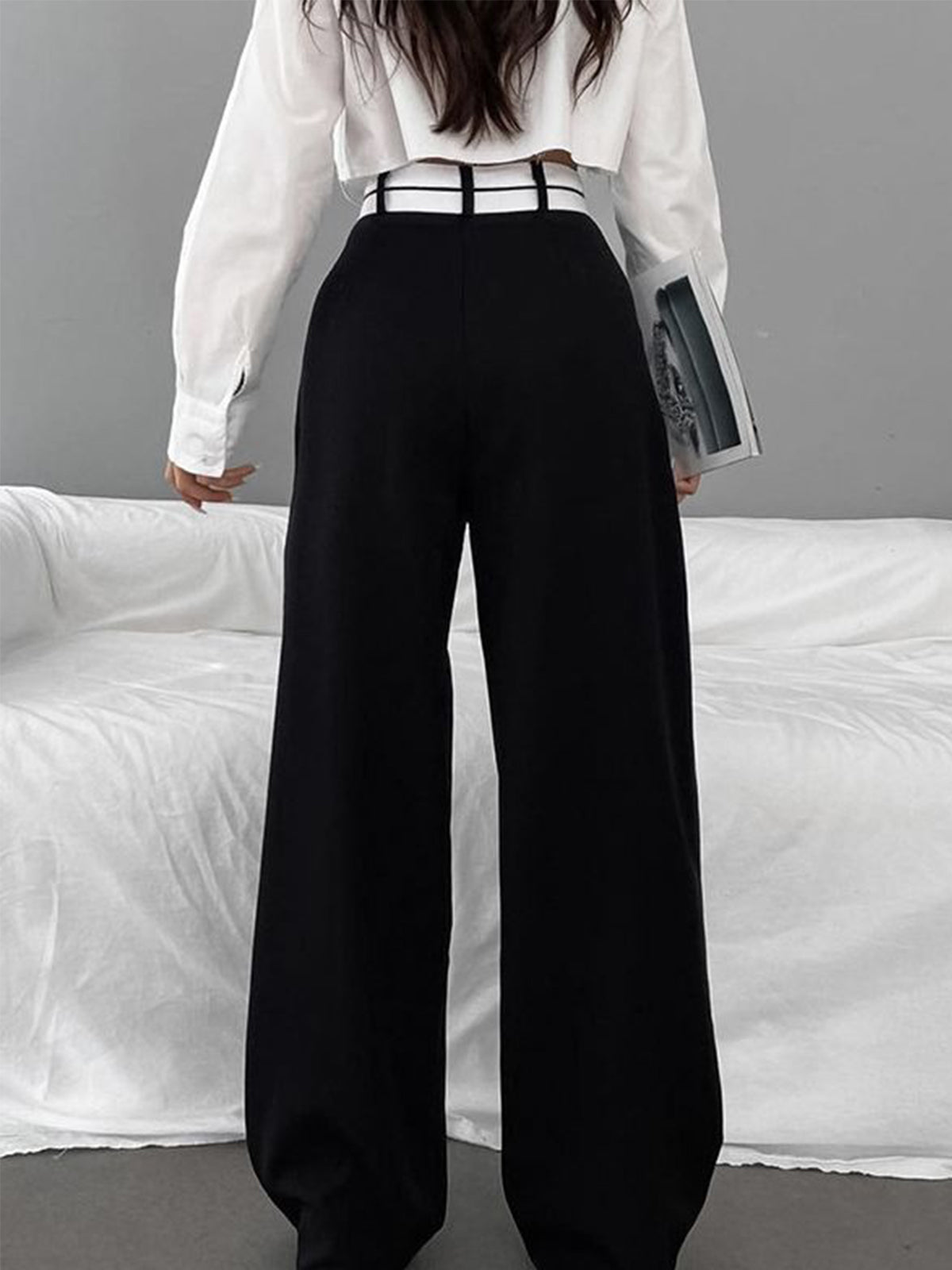 Women's asymmetric wide-leg trousers – view 2