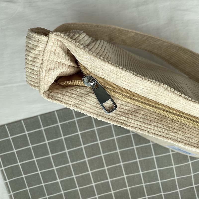 Women's canvas shoulder bag with corduroy details – view 9