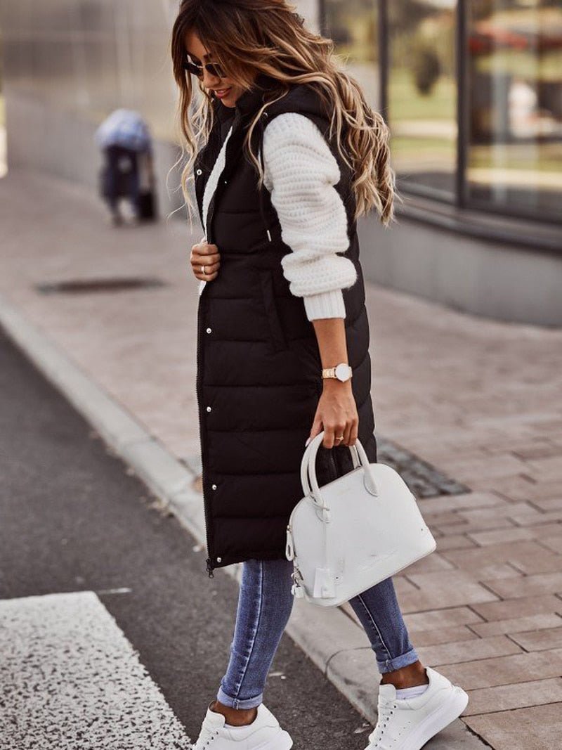 Women's long padded gilet – view 4