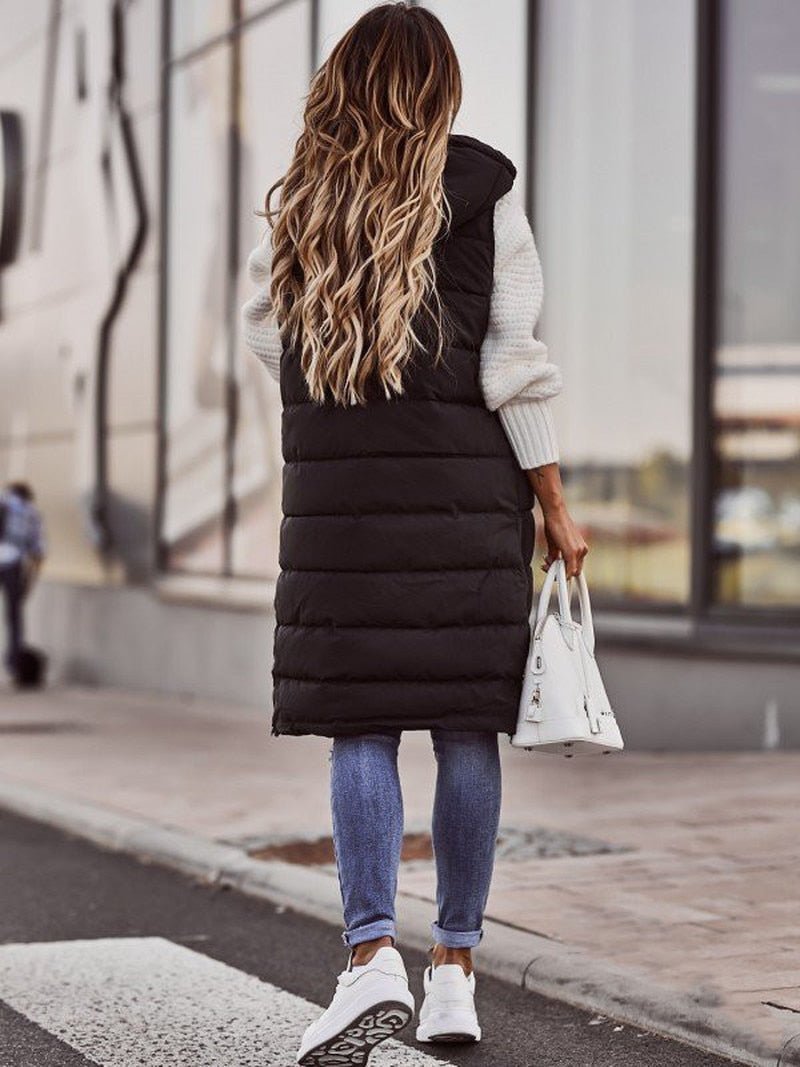 Women's long padded gilet – view 5