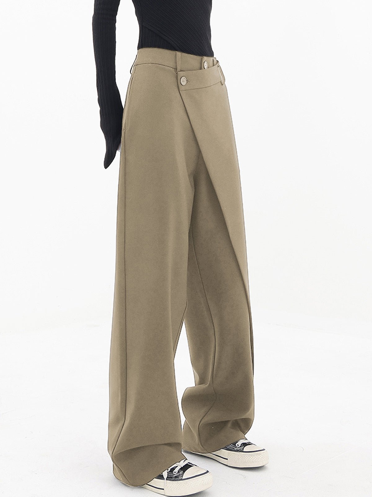 Women's wide-leg trousers with decorative buttons – view 4