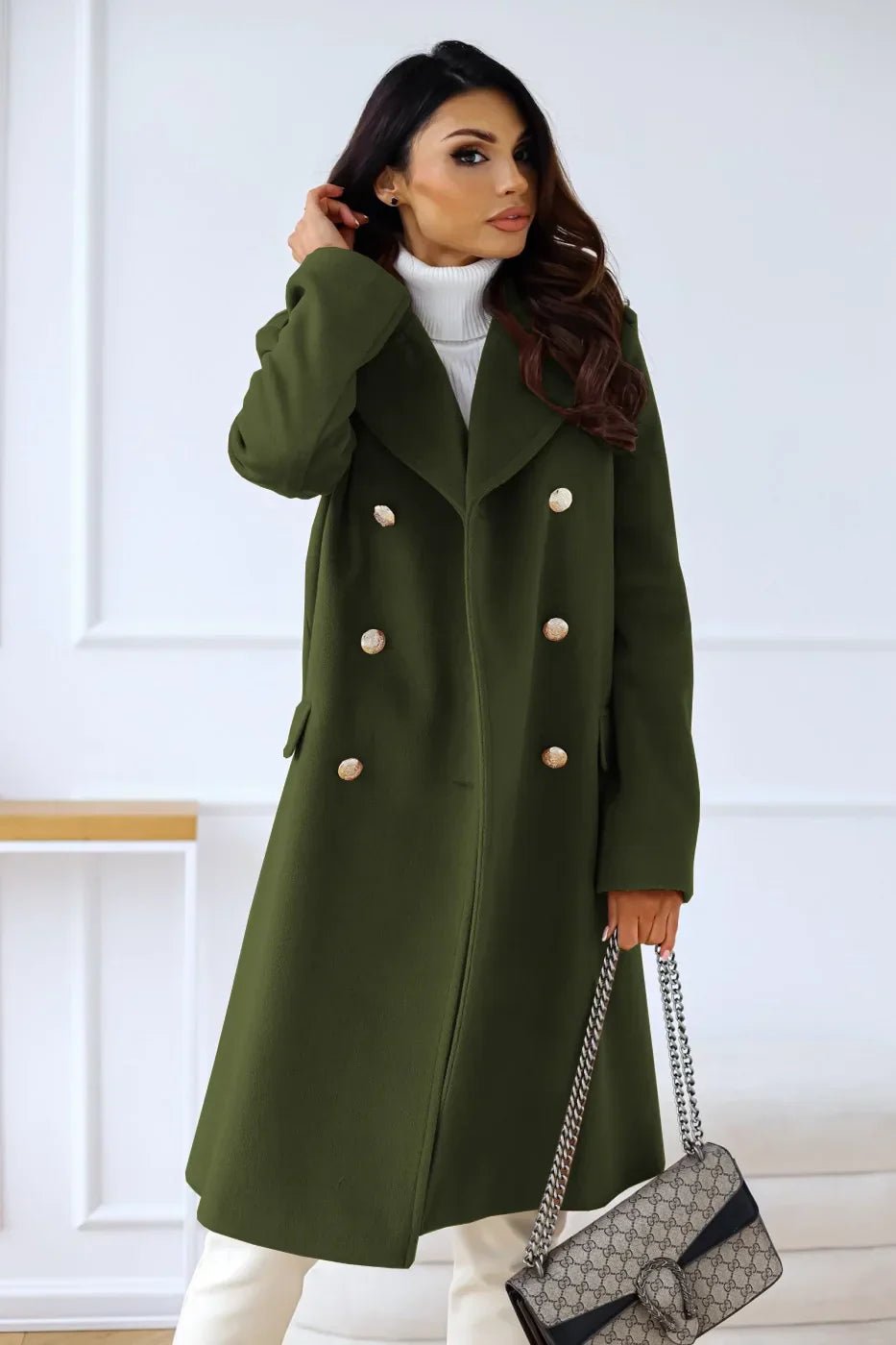 Women's winter trench coat in Green – view 11