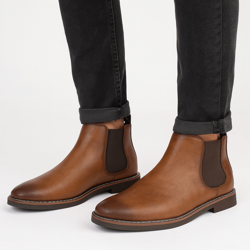 Herrestøvler i Læder – Tidsløs Slip - On med Elastiske Paneler - My Store