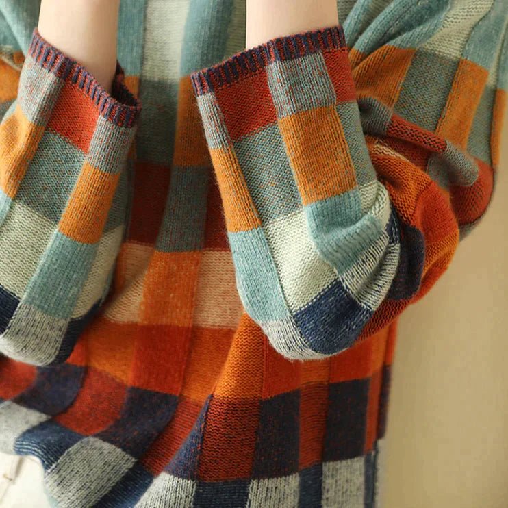 Patchwork Rullekrave Sweater – Kreativt Design og Luksuriøs Komfort - My Store