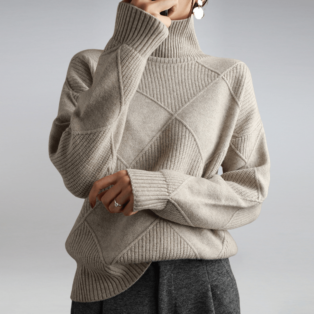 Elena women's cashmere roll-neck sweater in Grey – view 8