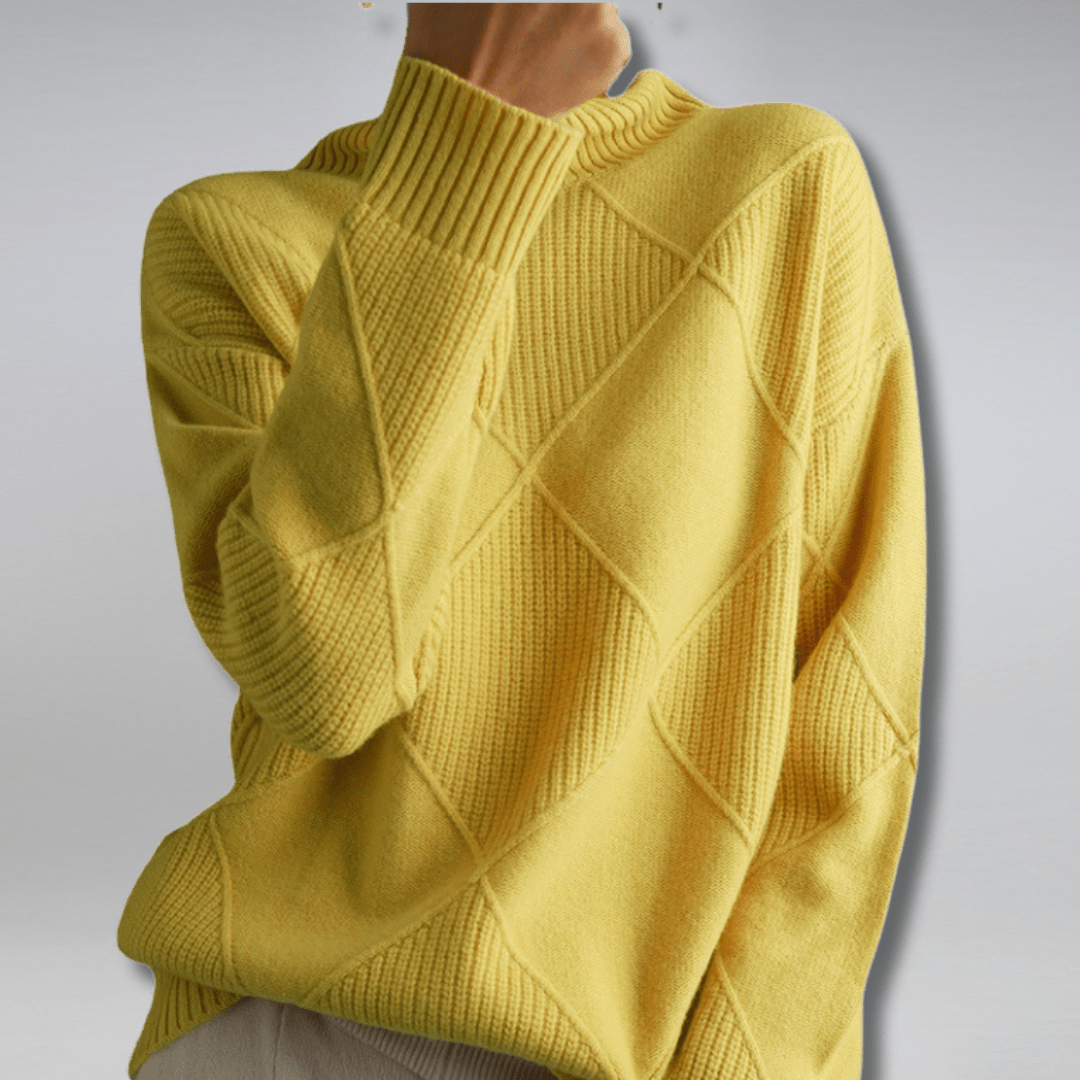 Elena women's cashmere roll-neck sweater in Yellow