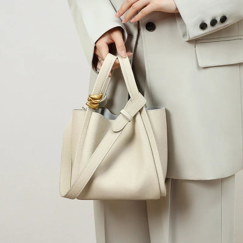 Genuine leather bucket shoulder bag – view 2