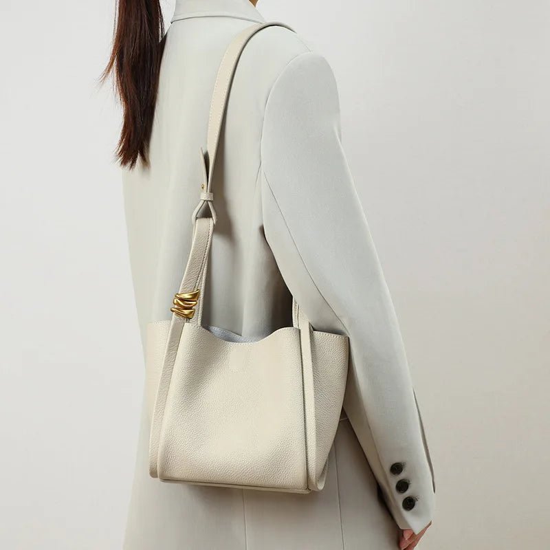 Genuine leather bucket shoulder bag – view 3