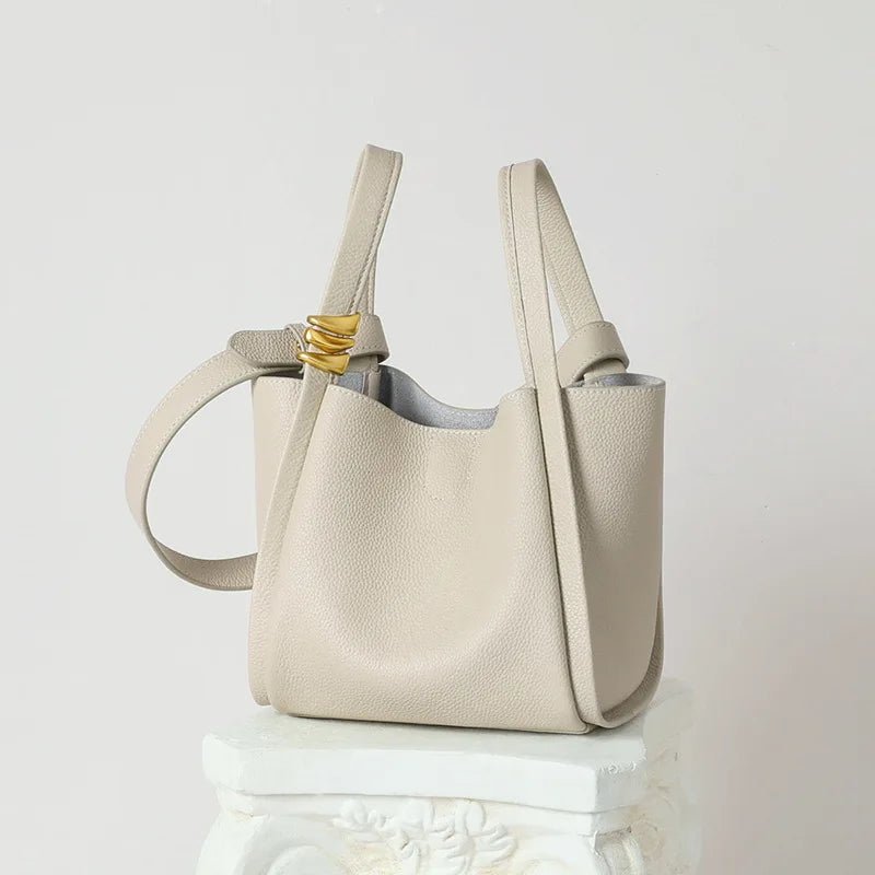Genuine leather bucket shoulder bag – view 4