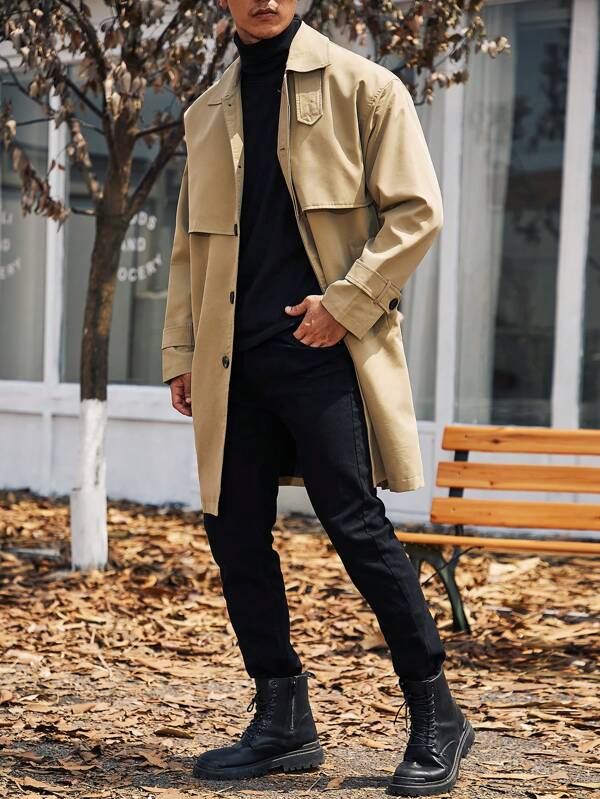 Men's beige trench coat – view 2