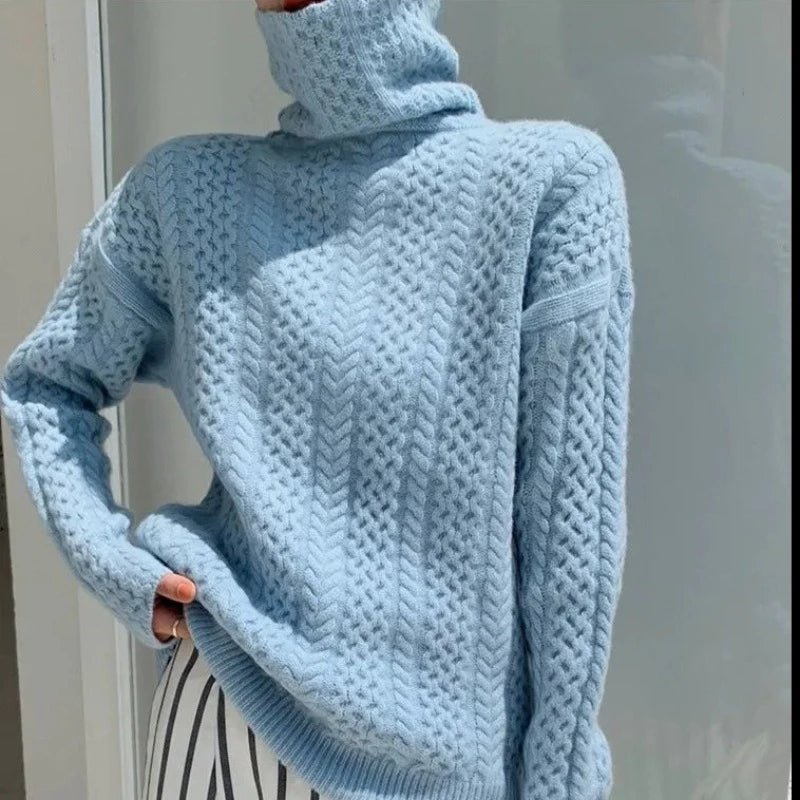 Men's cashmere roll-neck sweater in Pastel Blue