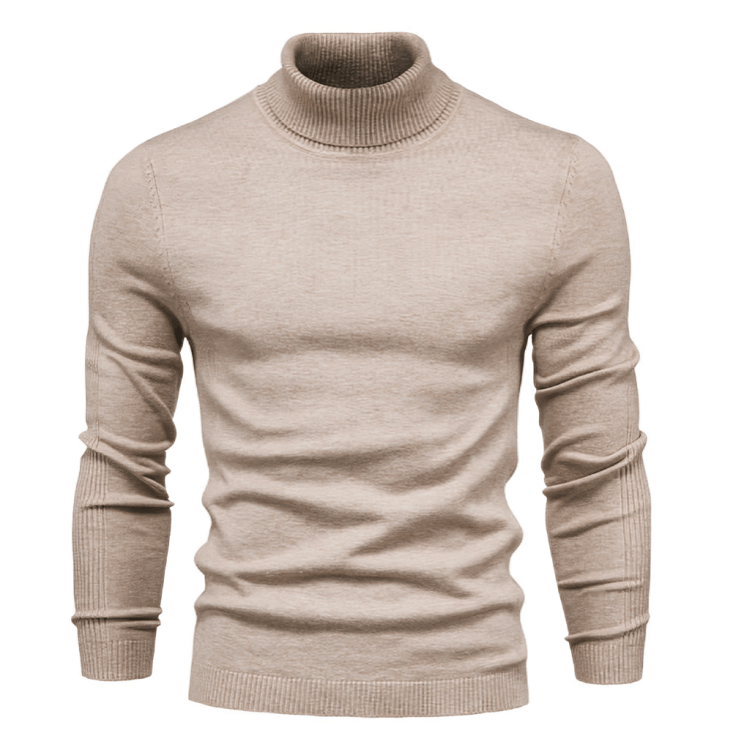 Men's casual knit roll-neck sweater in Beige – view 8