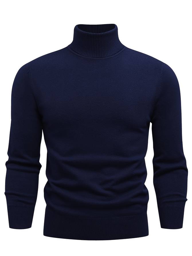 Men's casual knit roll-neck sweater in Blue – view 5