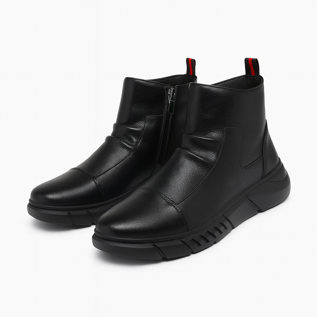 Men's genuine leather ankle boots in Black