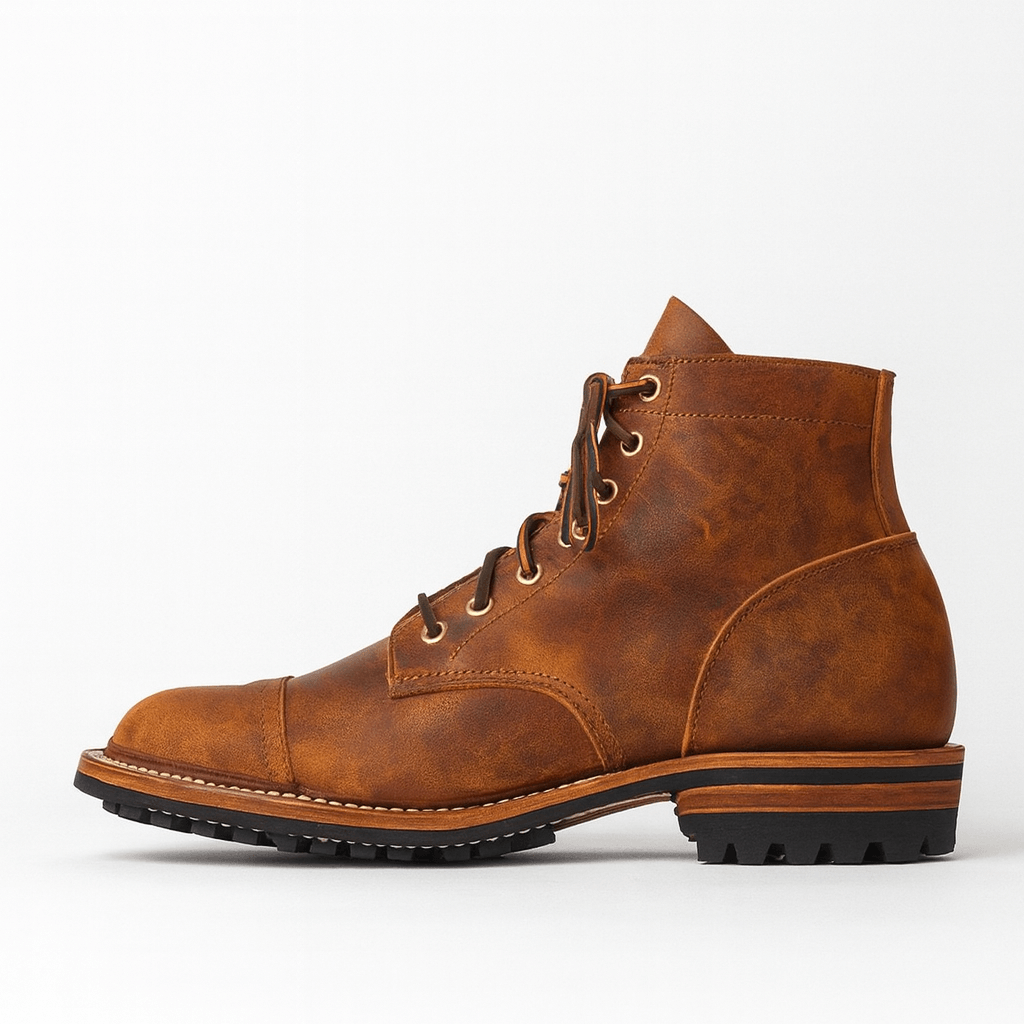 Men's lace-up leather ankle boots in Brown – view 2