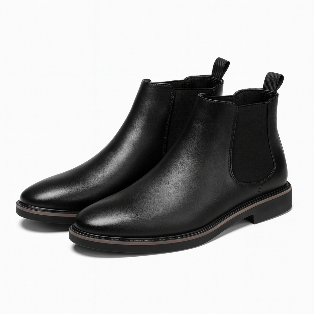 Men's leather Chelsea boots in Black – view 7