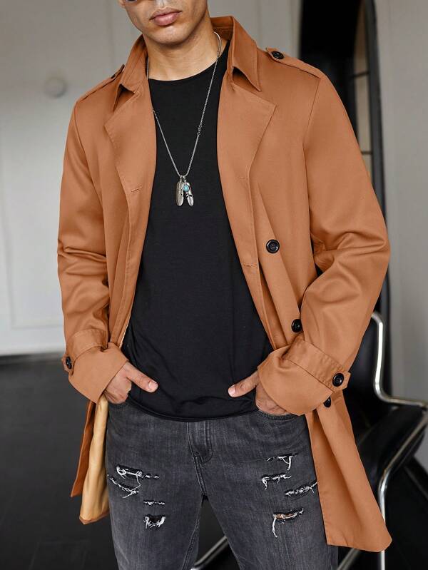 Men's long camel coat – view 8