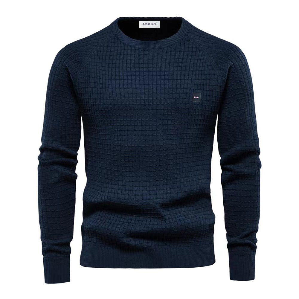 Men's modern knit sweater in Navy Blue – view 4