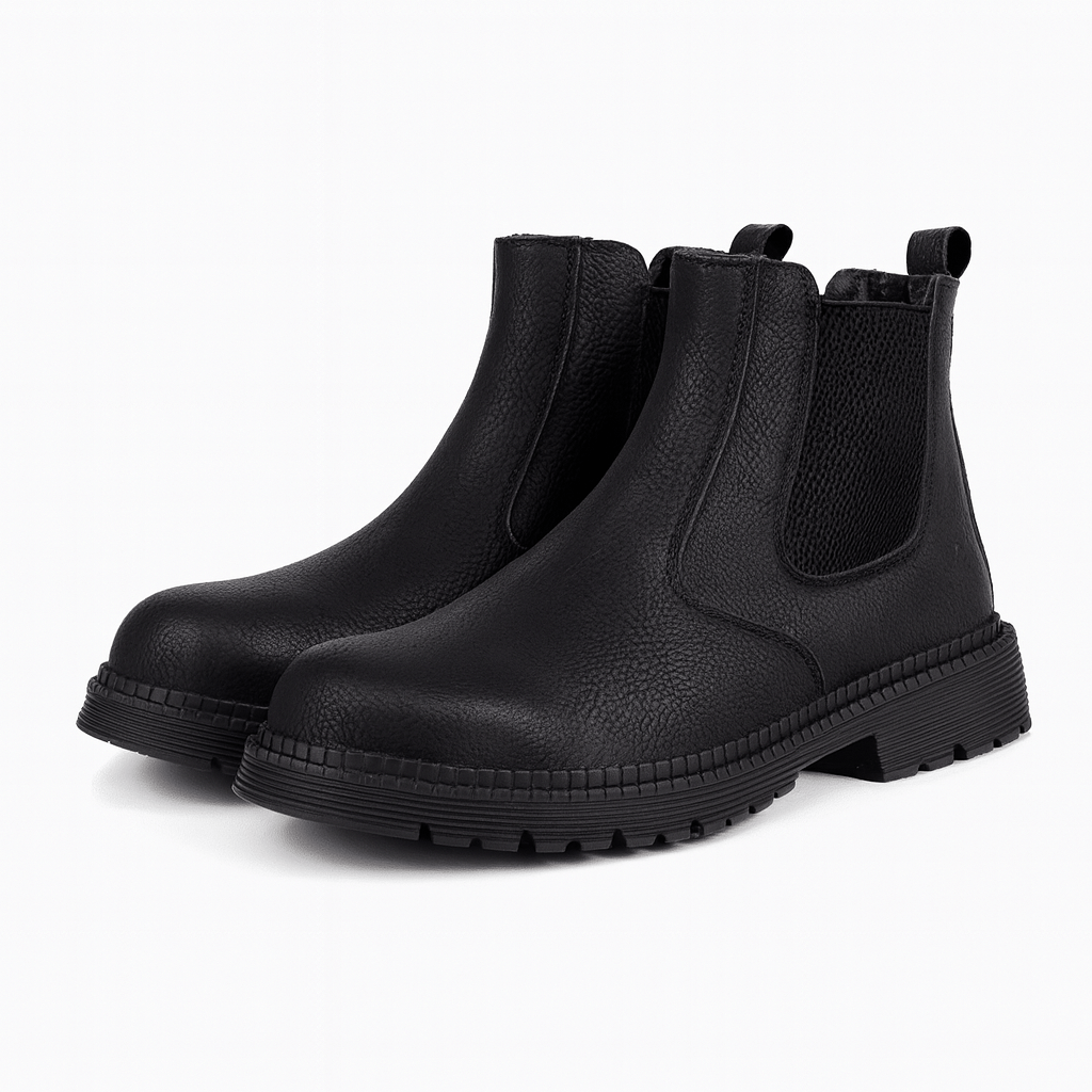Men's slip-on leather Chelsea boots in Black – view 4