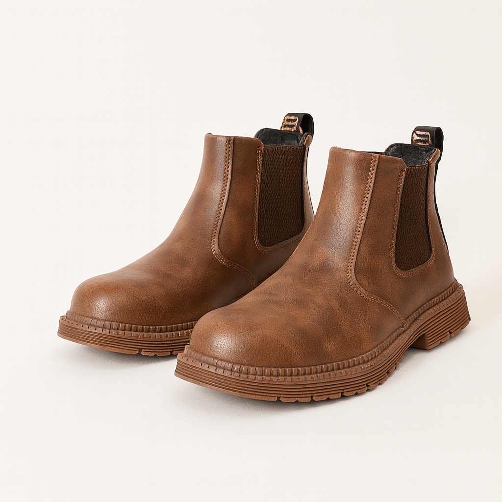 Men's slip-on leather Chelsea boots in Brown