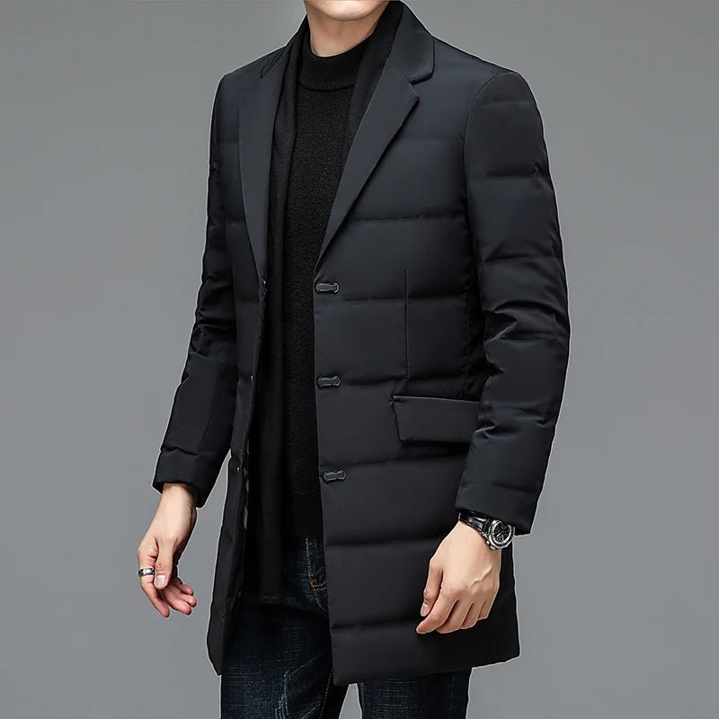 Men's winter down jacket with detachable collar