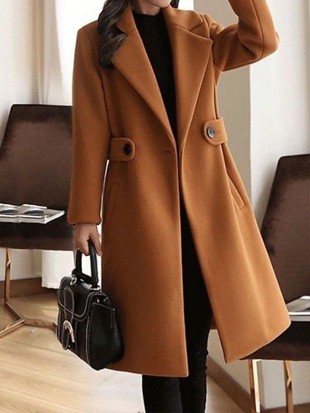 Women's belted wool winter coat in Brown – view 4
