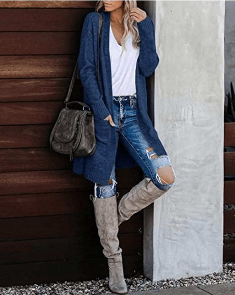 Women's knitted sweater in Blue – view 6
