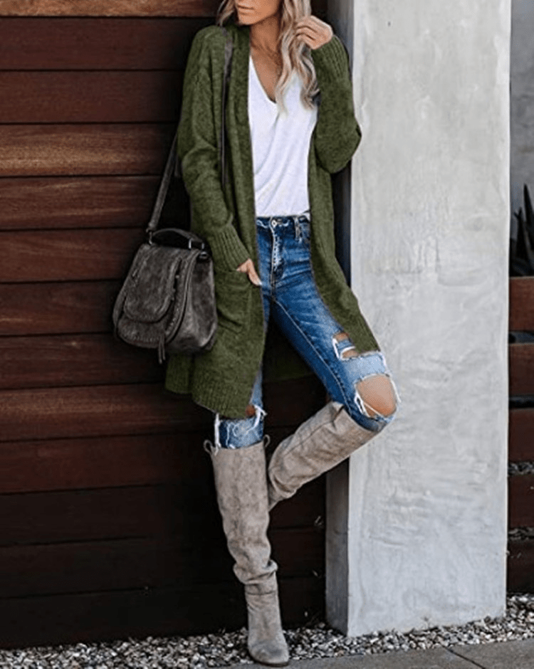 Women's knitted sweater in Green – view 4