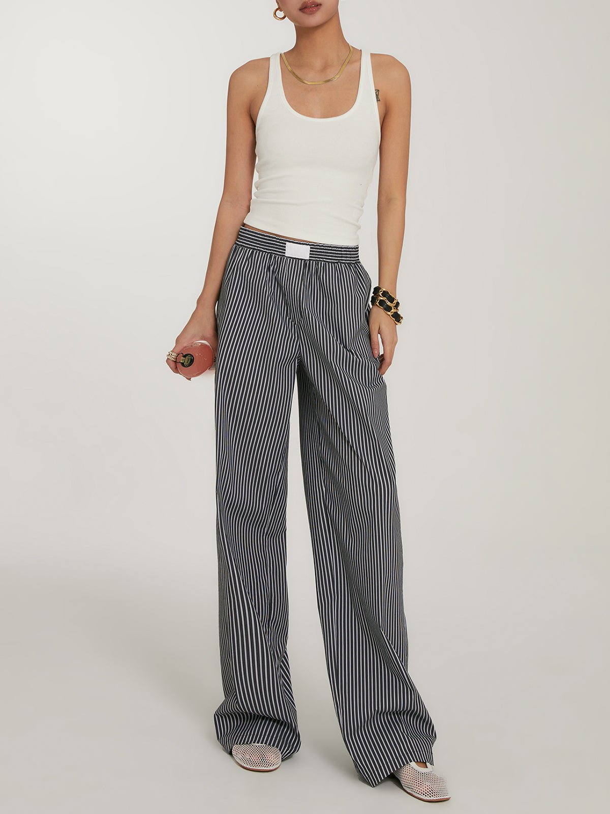 Women's striped wide-leg trousers – view 4