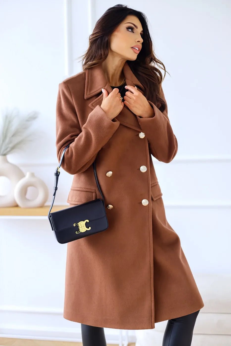 Women's winter trench coat in Brown – view 2