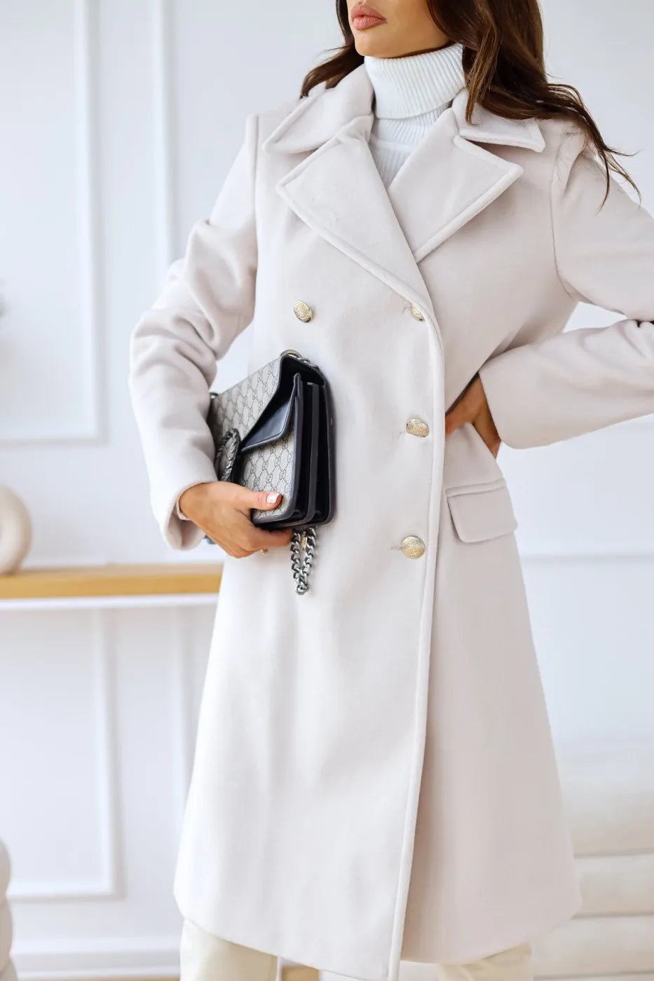 Women's winter trench coat in White – view 7